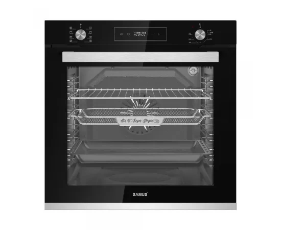 Cuptor incorporabil SAMUS SCE828GCF3D, 80 L, 2500 W, 8 funcții, curățare catalitică, negru - Imagine 1