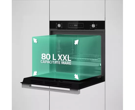 Cuptor incorporabil SAMUS SCE828GCF3D, 80 L, 2500 W, 8 funcții, curățare catalitică, negru - Imagine 6