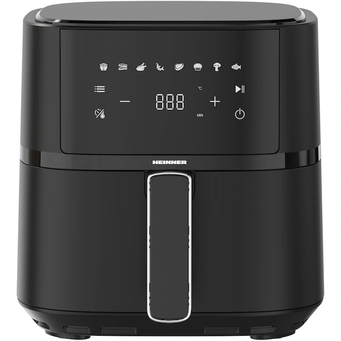 Friteuza cu aer cald Heinner HAF-B4BK1500, 1500w, capacitate cos 4l, termostat reglabil 80-200 grade display digital, Negru - Imagine 1