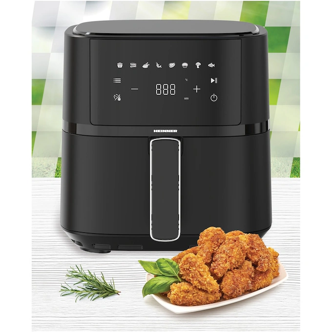 Friteuza cu aer cald Heinner HAF-B4BK1500, 1500w, capacitate cos 4l, termostat reglabil 80-200 grade display digital, Negru - Imagine 4