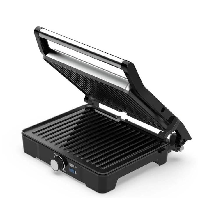 Gratar, AENO, EG2, 2000W, Control temperatura, Deschidere 180°, Negru/Argintiu - Imagine 1