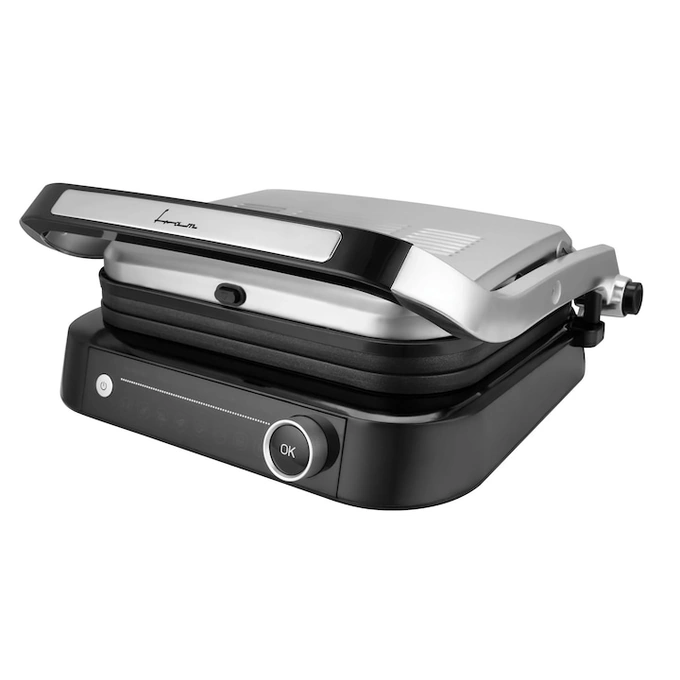 Gratar electric FRAM FEG-2100SSBK, 2100W, deschidere 180˚, placi detasabile, temperatura reglabila, Argintiu - Imagine 1