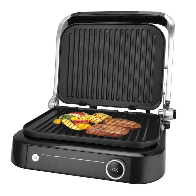 Gratar electric FRAM FEG-2100SSBK, 2100W, deschidere 180˚, placi detasabile, temperatura reglabila, Argintiu - Imagine 6