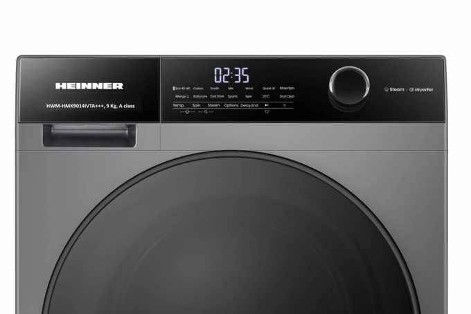 HEINNER Masina de spalat rufe frontala HEINNER HWM-HMK9014IVTA+++, Inverter, 9 kg, 1400 RPM, Clasa A, Argintiu - IT-Fashion.ro