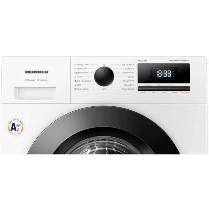 Masina de spalat rufe HEINNER HWM-HME8014IVA20+++, 8 kg, 1400 RPM, Clasa A, Inverter, Alb - Imagine 3