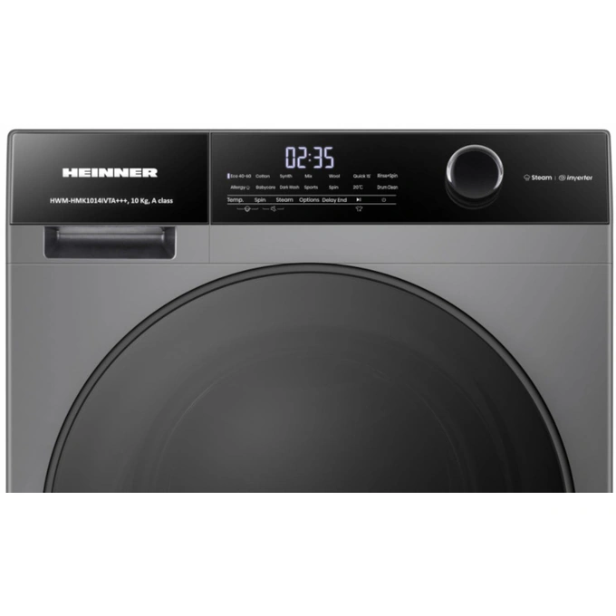 HEINNER Masina de spalat rufe HEINNER HWM-HMK1014IVTA+++, 10 kg, 1400 RPM, Clasa A, Inverter, Gri - IT-Fashion.ro