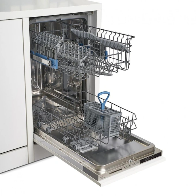 Masina de spalat vase HEINNER HDW-BI4506IE++, 10 seturi, 6 programe, Clasa E, 45 cm, Alb - Imagine 3