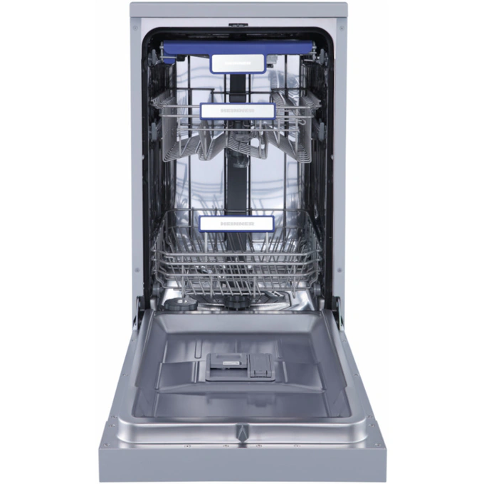 HEINNER Masina de spalat vase HEINNER HDW-FSM45710AXD+++, Slim, 10 seturi, 7 programe, Clasa D, 45 cm, Argintiu - IT-Fashion.ro