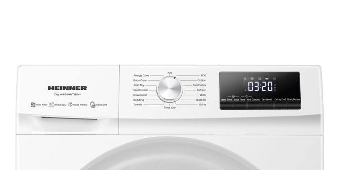 Uscator de rufe cu pompa de caldura HEINNER HHPD-HMY70FD++, 7 kg, 15 programe, D, Alb - Imagine 4