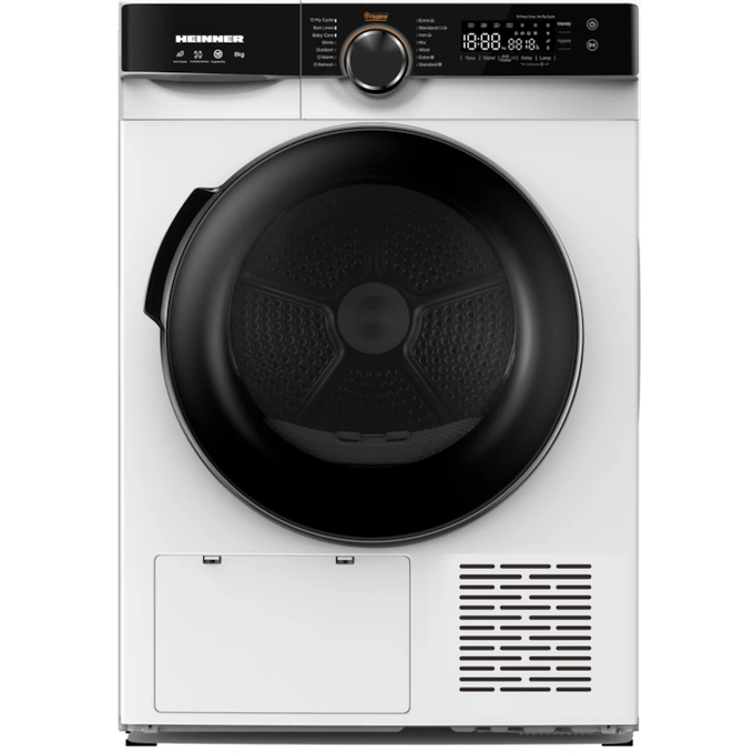 Uscator de rufe cu pompa de caldura HEINNER HHPD-M8K3A++, 8 kg, 14 programe, Clasa D, Alb - Imagine 1