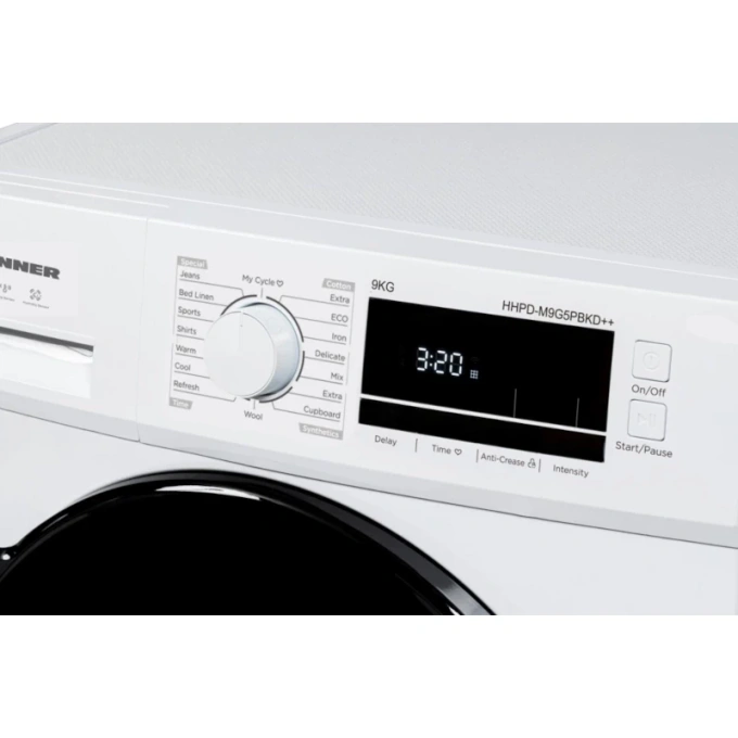 HEINNER Uscator de rufe cu pompa de caldura HEINNER HHPD-M9G5PBKD++, 9 kg, 16 programe, Clasa D, Alb - IT-Fashion.ro