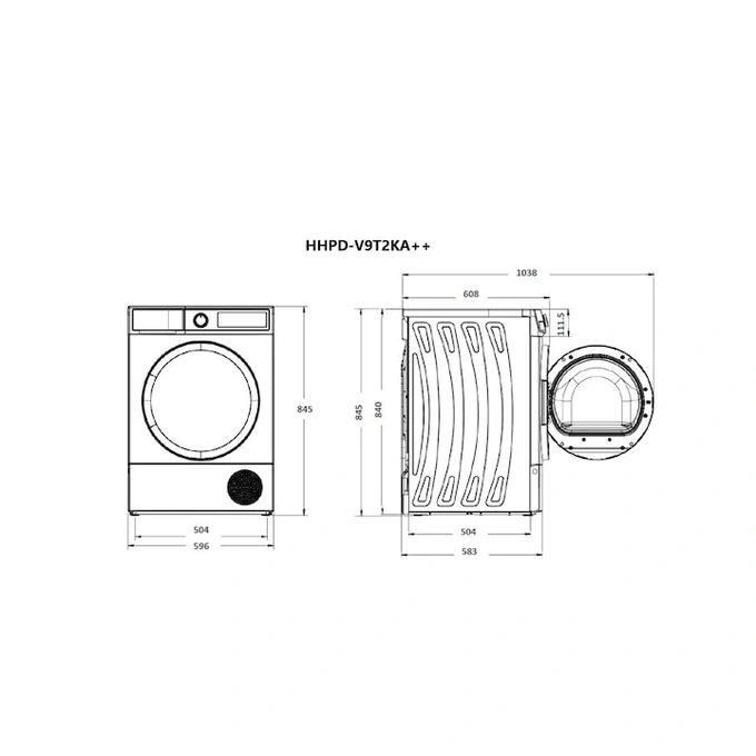 HEINNER Uscator de rufe cu pompa de caldura HEINNER HHPD-V9T2KA++, 9 kg, 15 programe, E, Alb - IT-Fashion.ro