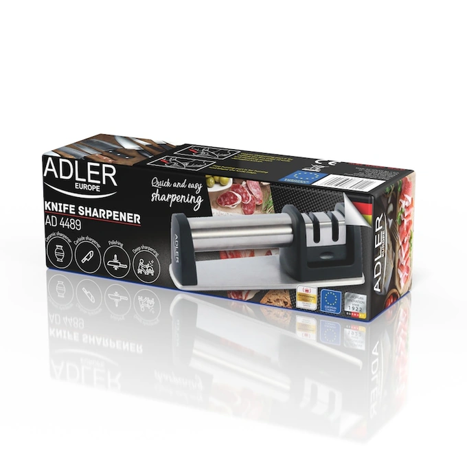 Adler Ascutitor De Cutite, Adler, AD4489, 2 Faze De Ascutire, Carbura De Tungsten Pentru Debrosare, Ceramica Pentru Lustruire, Design Ergonomic, Baza Antiderapanta, Compact Si Eficient, Gri/Negru - IT-Fashion.ro