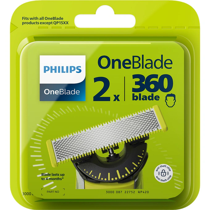 Rezerva aparat de ras PHILIPS Oneblade 360 QP420/50, 2 buc - Imagine 1