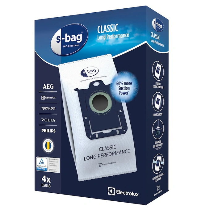 Set saci ELECTROLUX Classic Long Performance E201S s-bag, 4 buc - Imagine 1