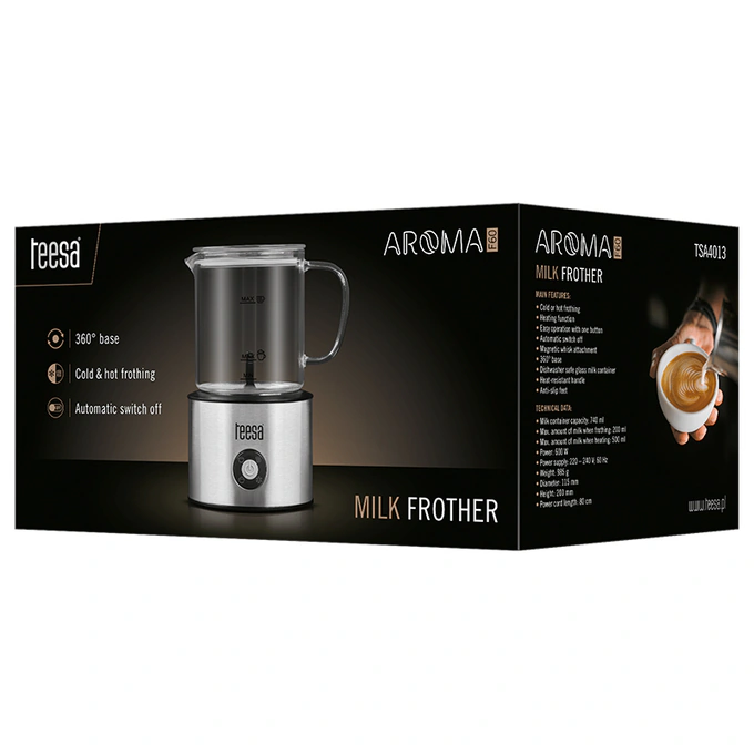 Aparat spumat lapte TEESA Aroma F60, 600W, inox - Imagine 5