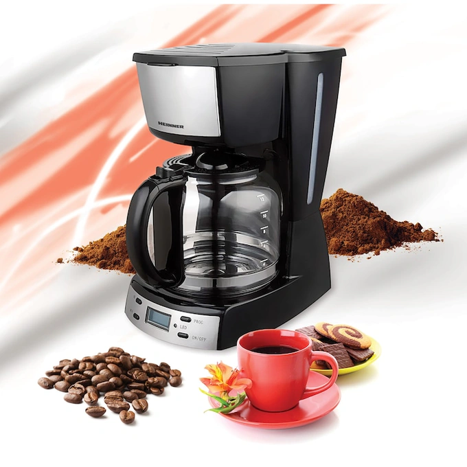 Cafetiera digitala Heinner HCM-D918X, 950W, 1.8L, Display LCD, Control electronic, Functie mentinere la cald, Negru/Inox - Imagine 4