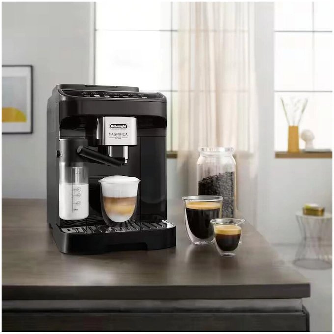 Espressor automat DE'LONGHI Magnifica Evo ECAM290.61.B, 1450W, 6 tipuri de bauturi, 15 bari, Carafa pentru lapte, Sistem LatteCrema, Rasnita cu 13 setari, Negru - Imagine 3