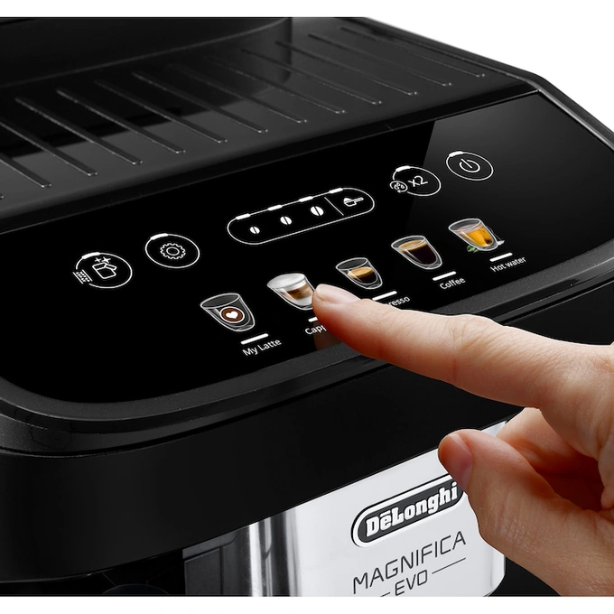 Espressor automat DE'LONGHI Magnifica Evo ECAM290.61.B, 1450W, 6 tipuri de bauturi, 15 bari, Carafa pentru lapte, Sistem LatteCrema, Rasnita cu 13 setari, Negru - Imagine 7