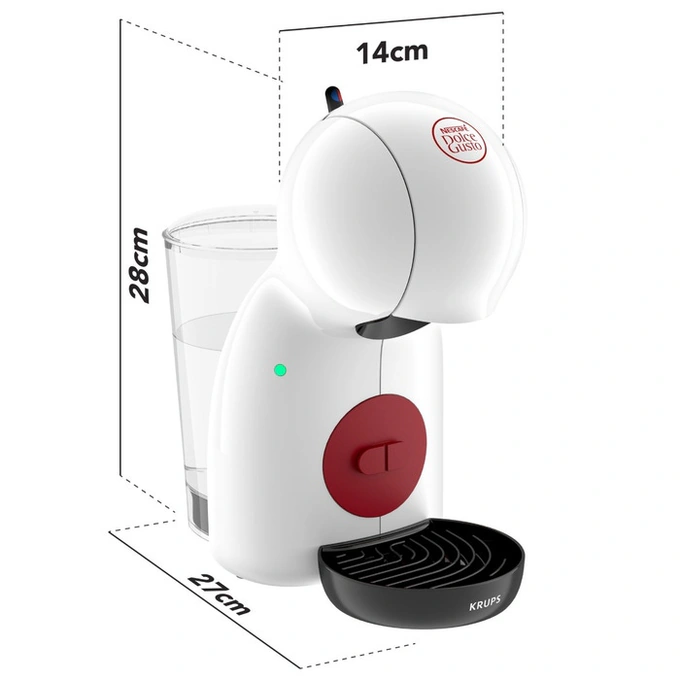 Espressor cafea Krups Piccolo XS KP1A3110, cu capsule, 15 bar, 1600 W, capacitate 0.8 litri, functie pentru bauturi calde si reci, alb + rosu - Imagine 5