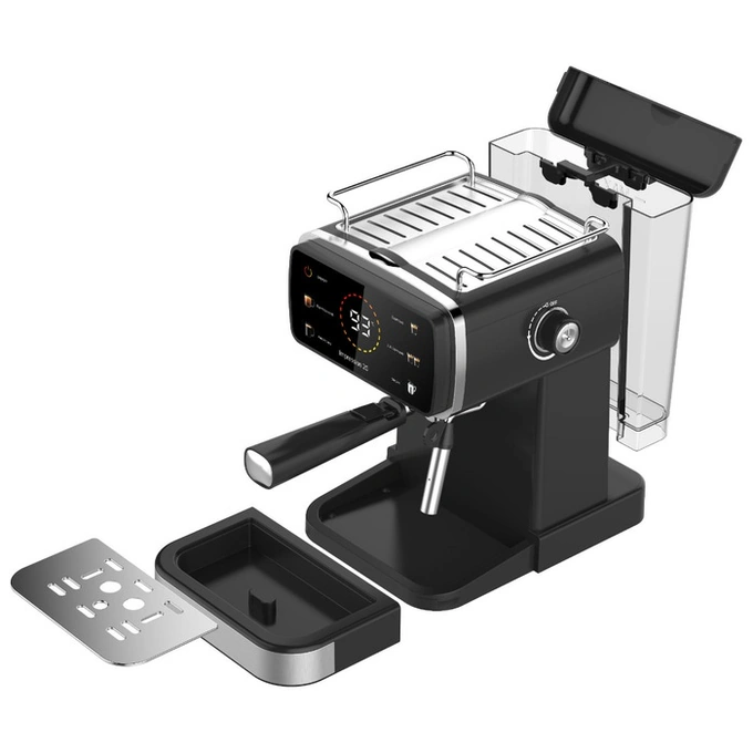Espressor cafea, Samus Impression 20, cafea macinata, 20 bar, 1350 W, capacitate 1.5 litri, 5 bauturi presetate, afisaj digital tactil, afisare temperatura apa, negru + argintiu - Imagine 4