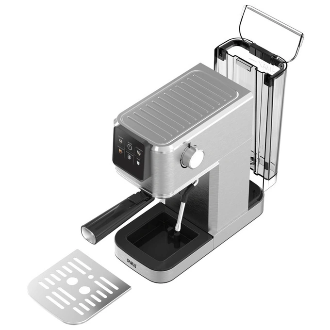 Espressor cafea, Samus Piccolo 20 K, cafea macinata + capsule, 20 bar, 1350 W, capacitate 1.2 litri, 5 bauturi presetate, afisaj digital tactil, argintiu - Imagine 3