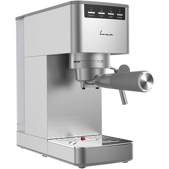 Espressor manual FRAM FEM-D15SS, 1350 W, 15 Bar, rezervor de apa detasabil 1.2 L,Carcasa Inox - Imagine 1