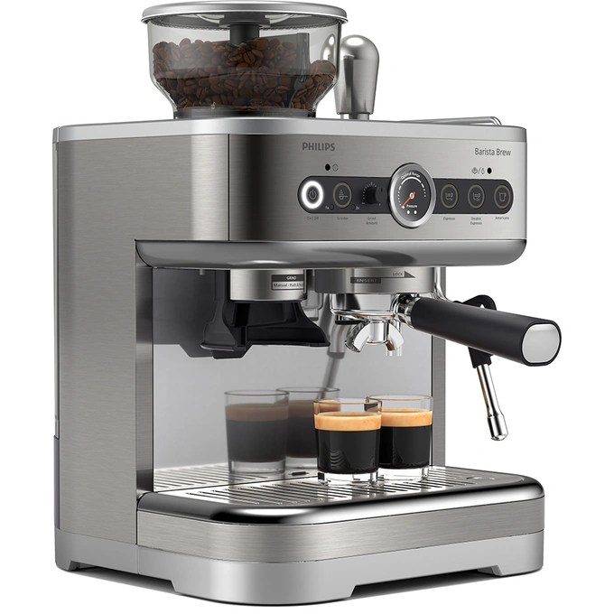 PHILIPS Espressor semi-automat PHILIPS Barista Brew PSA3228/01, 2.3l, 1350W, 15 bar, Silver - IT-Fashion.ro