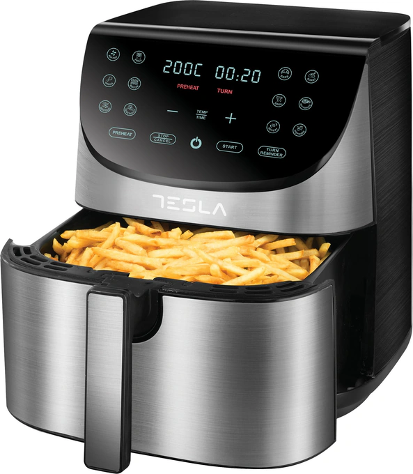 Friteuza aer cald Tesla AF701BX , 7 L, 1700W, Panou digital, 12 programe, Inox - Imagine 1