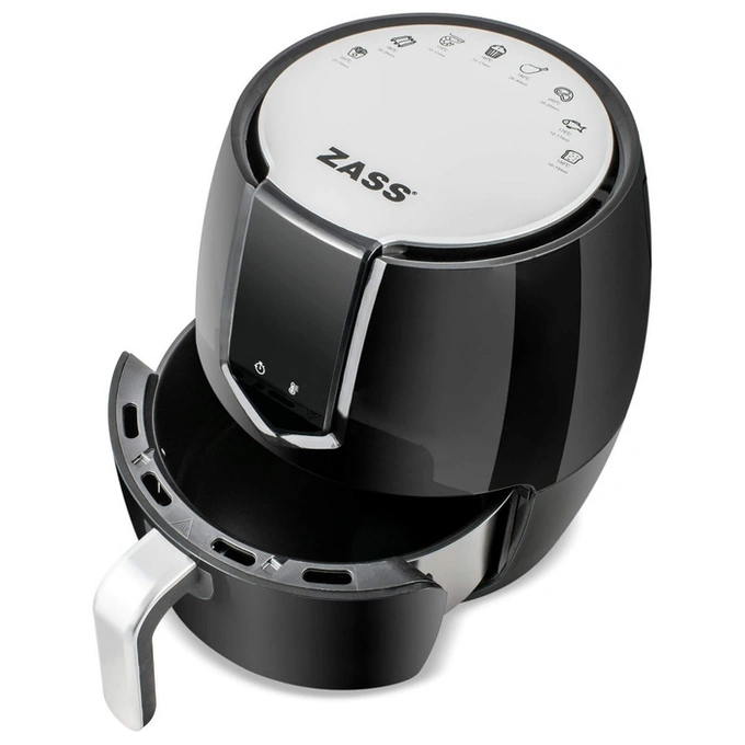 Friteuza cu aer cald / airfryer, Zass ZAF 01, 1500 W, 4 litri, 8 programe, temporizator 60 minute, protectie supraincalzire, negru - Imagine 3