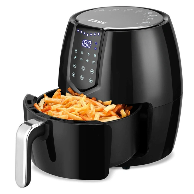 Friteuza cu aer cald / airfryer, Zass ZAF 01, 1500 W, 4 litri, 8 programe, temporizator 60 minute, protectie supraincalzire, negru - Imagine 6