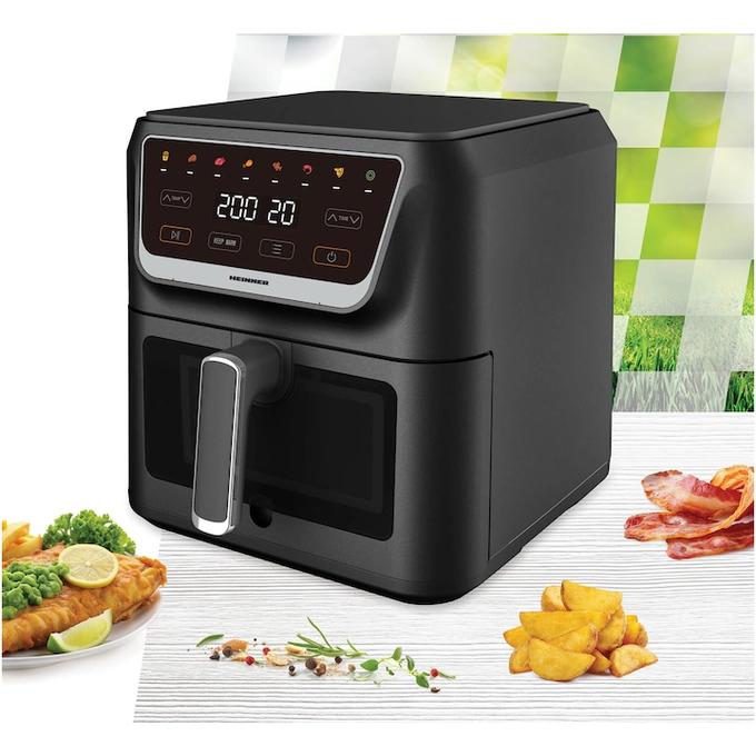 HEINNER Friteuza cu aer cald Heinner CrispPro Chef HAF-H8BK1700, 1700W, capacitate: 8L, display digital, control touch, 8 programe, fereastra supraveghere, negru - IT-Fashion.ro