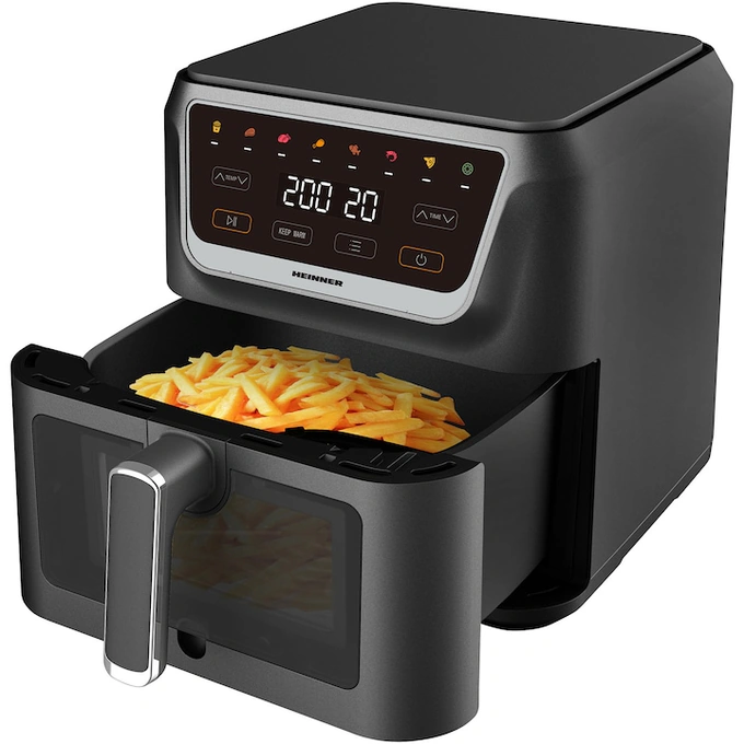 Friteuza cu aer cald Heinner CrispPro Chef HAF-H8BK1700, 1700W, capacitate: 8L, display digital, control touch, 8 programe, fereastra supraveghere, negru - Imagine 3