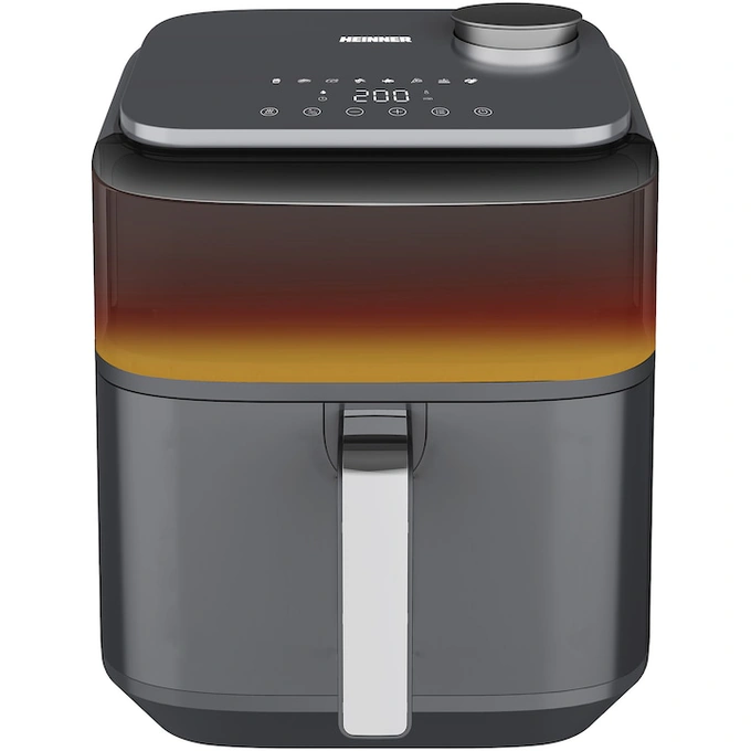 HEINNER Friteuza cu aer cald Heinner CrispSteam Elite HAF-H7DLST1800, 1800W, display digital, 8 programe, functie pulverizare apa, gri antracit - IT-Fashion.ro