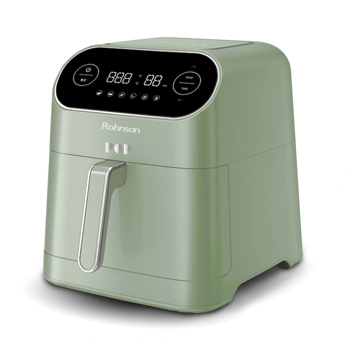 ROHNSON Friteuza cu aer cald Rohnson R2859G Green, 1800W, volum recipient 7L, 6 programe automate de gatit, temporizator, protectie supraincalzire - IT-Fashion.ro