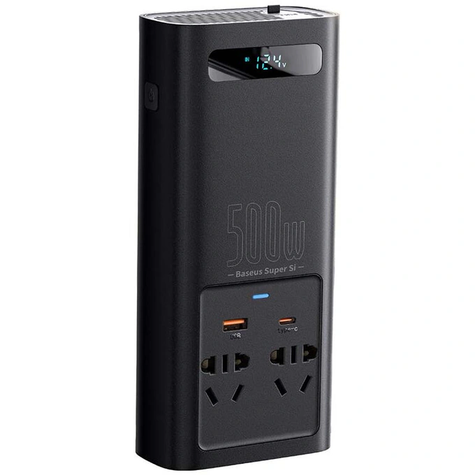 Baseus Invertor Auto BASEUS CGNB000101, 12V-220V, 500W, USB-C și USB-A - IT-Fashion.ro