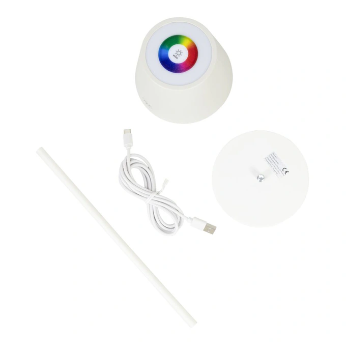 Lampă de masă PNI LT05W cu LED 3W, 200 lumeni, 1800 mAh, USB-C, RGB, buton tactil, dimabil, alb - Imagine 5