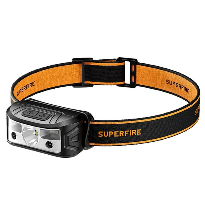 Lanterna de cap SUPERFIRE HL05-K, 120 lm, 100 m, Autonomie ~4h, 500 mAh, IP44, USB-C, negru - Imagine 1