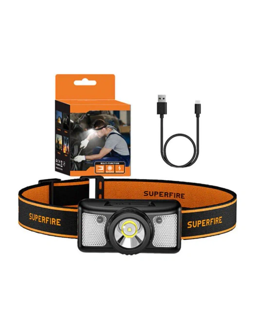 Lanterna de cap SUPERFIRE HL91-X, 200lm, 2W, autonomie ~3h, 800mAh, IP43, USB-C, negru - Imagine 3