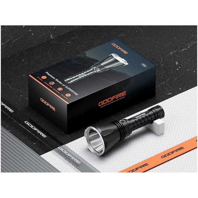 Lanterna SUPERFIRE Godfire TF01, 1371 lm, 20W, 4800 mAh,  IP55, USB-C, negru - Imagine 10