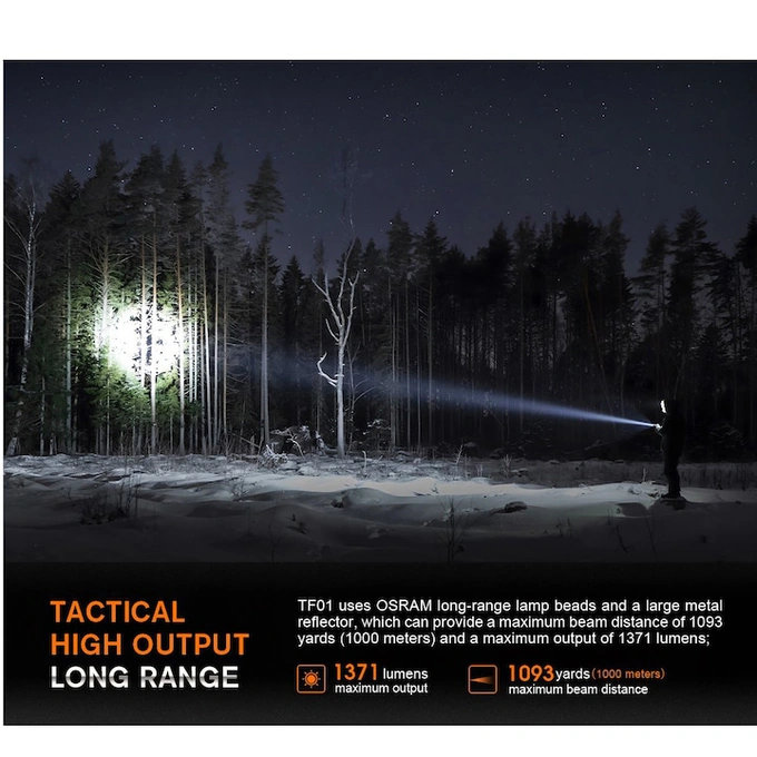 Lanterna SUPERFIRE Godfire TF01, 1371 lm, 20W, 4800 mAh,  IP55, USB-C, negru - Imagine 5