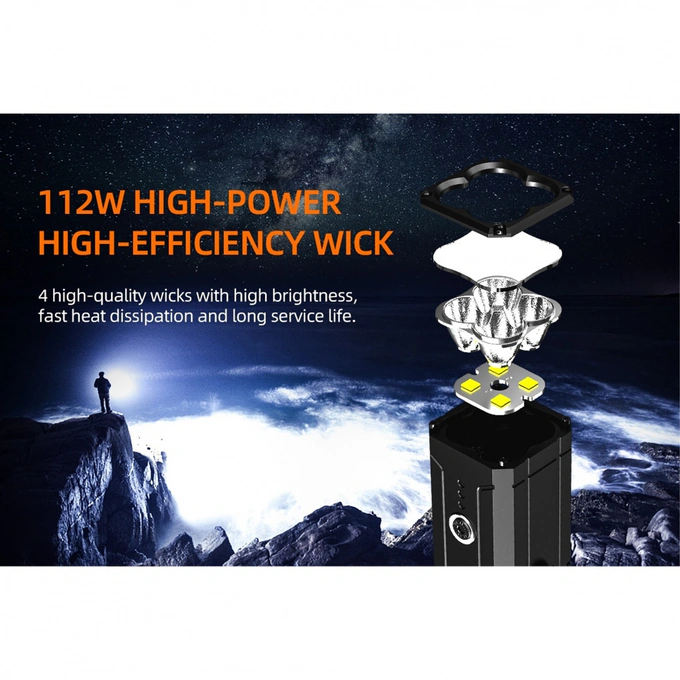 Lanternă tactică profesională SUPERFIRE M12, 8000 lm, 6 moduri. Black - Imagine 4