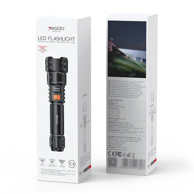 Lanterna YESIDO TC10, 800mAh, 4W, Moduri de iluminare putere mare, medie, mica, intermitent, lumina laterala, 220lm - Imagine 7