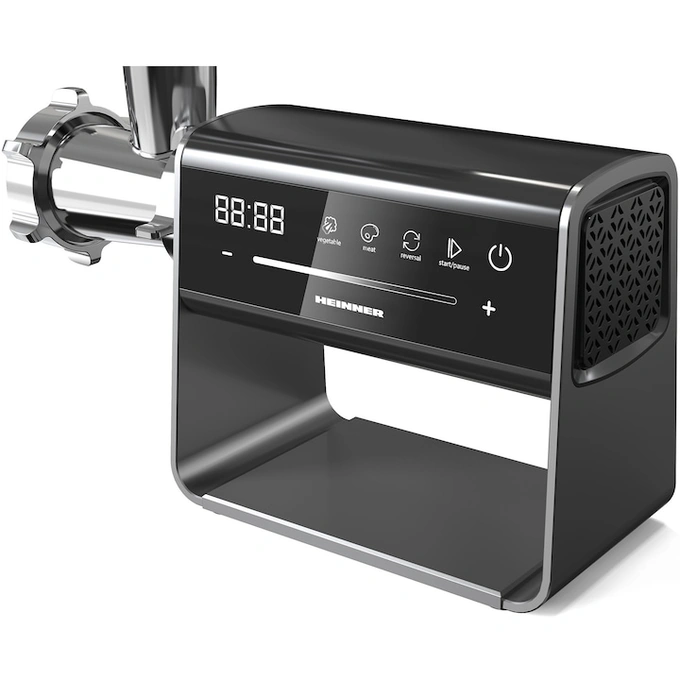 Masina de tocat HEINNER ExquisiteForce HMG-DIS2500, 2.5 kg, 600-2500 W, 2 site de taiere, Control touch, Negru/Inox - Imagine 3