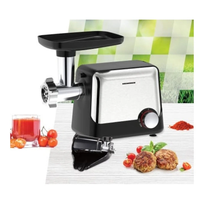 Masina de tocat HEINNER HMG-2100BKS3, 1.8 kg, 2100 W, 3 site de taiere, Negru/Inox - Imagine 4