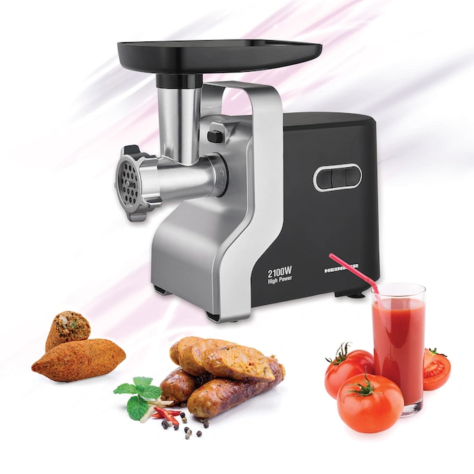 Masina de tocat HEINNER MG-2100BKSL, 1.8 kg, 2100 W, 2 viteze, 3 site de taiere, Argintiu/Negru - Imagine 3