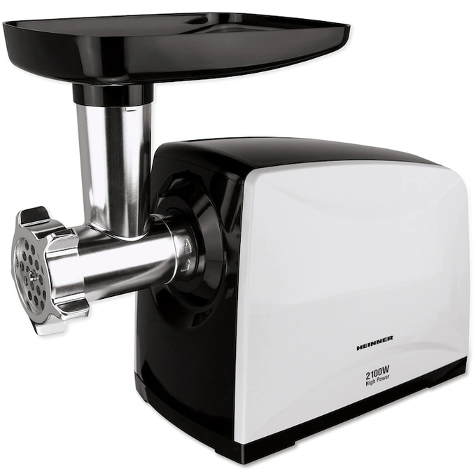 Masina de tocat HEINNER MG-2100BKWH, 1.8 KG/min, 2100 W, Alb/Negru - Imagine 1