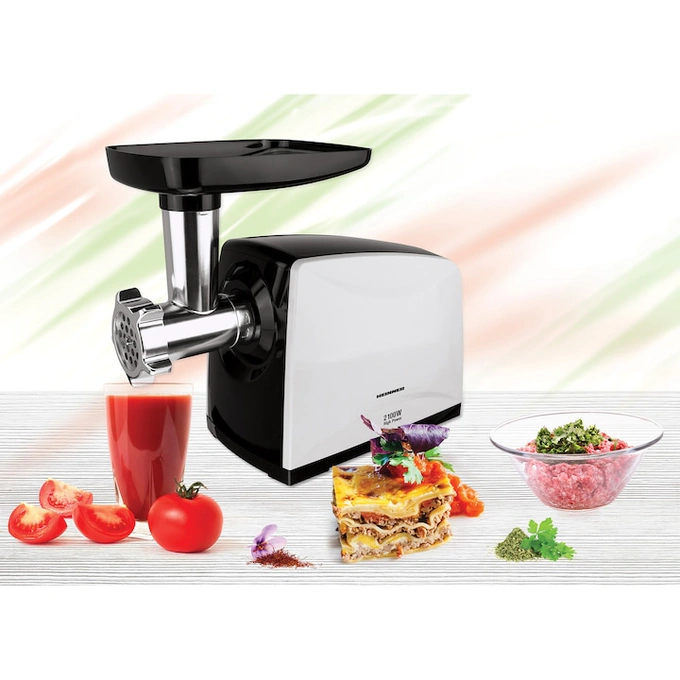Masina de tocat HEINNER MG-2100BKWH, 1.8 KG/min, 2100 W, Alb/Negru - Imagine 4