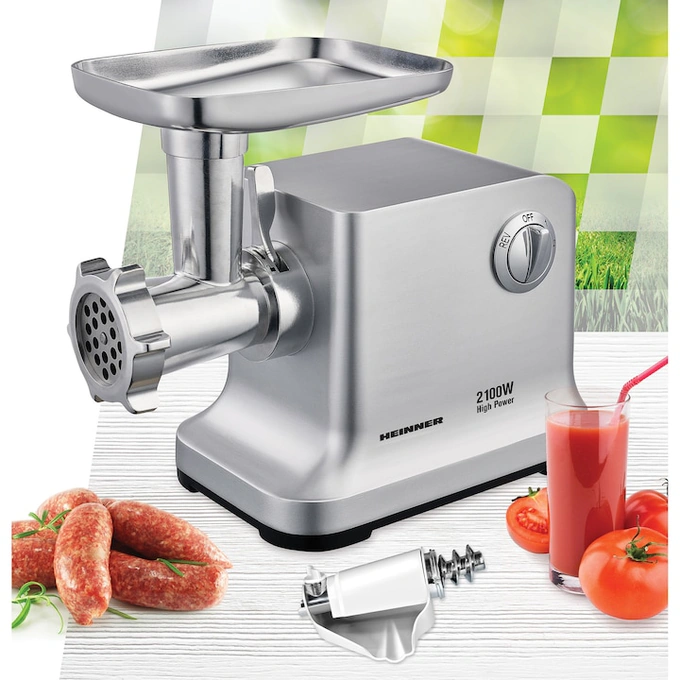 Masina de tocat HEINNER MG-2100SS, 2100W, 2 kg, 2 site de taiere, Argintiu - Imagine 4