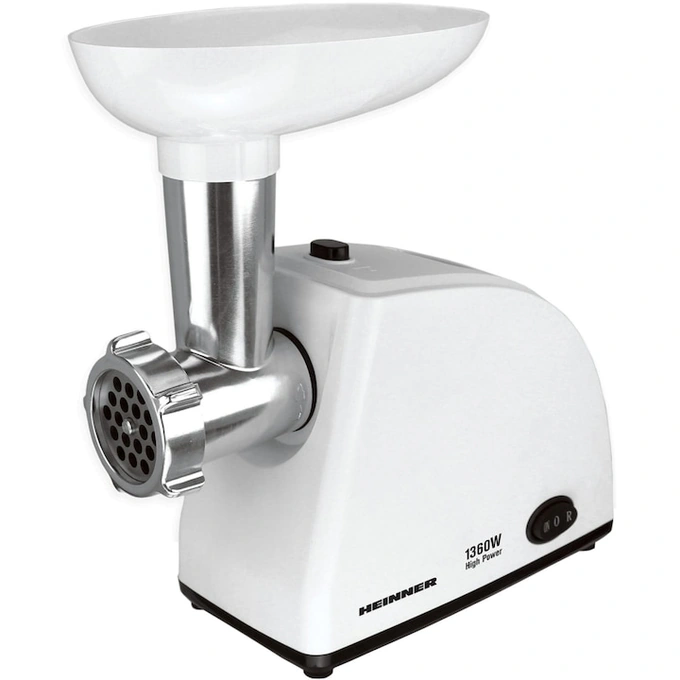 Masina de tocat HEINNER MG-W1200R, 1.5 kg, 1360 W, 3 site de taiere, Alb - Imagine 1